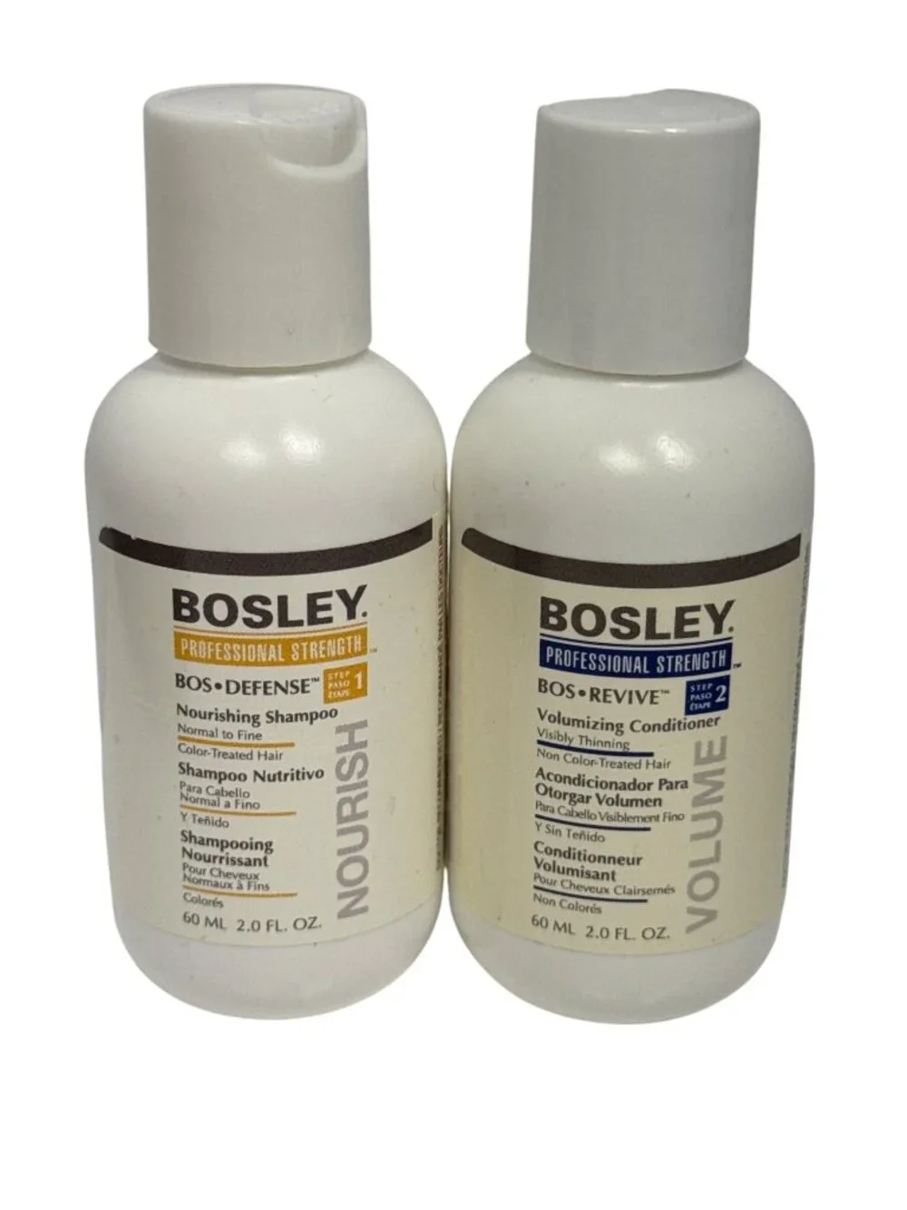 Bosley Professional Strength Shampoo & Conditioner Travel Set 2oz x2 New Nourish